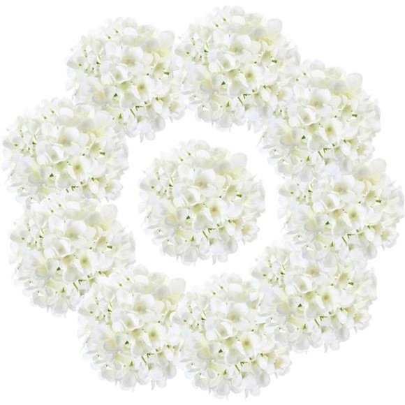 10PCS Silk Hydrangea Heads with Stems Artificial Flowers for Wedding Party Home - Picture 1 of 6